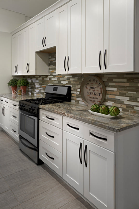 White Shaker cabinets in a modern kitchen
