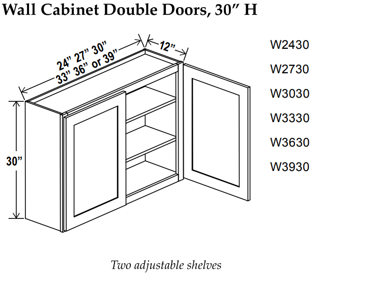 Wall Cabinet , 24" x 30" , Shaker , Wood White