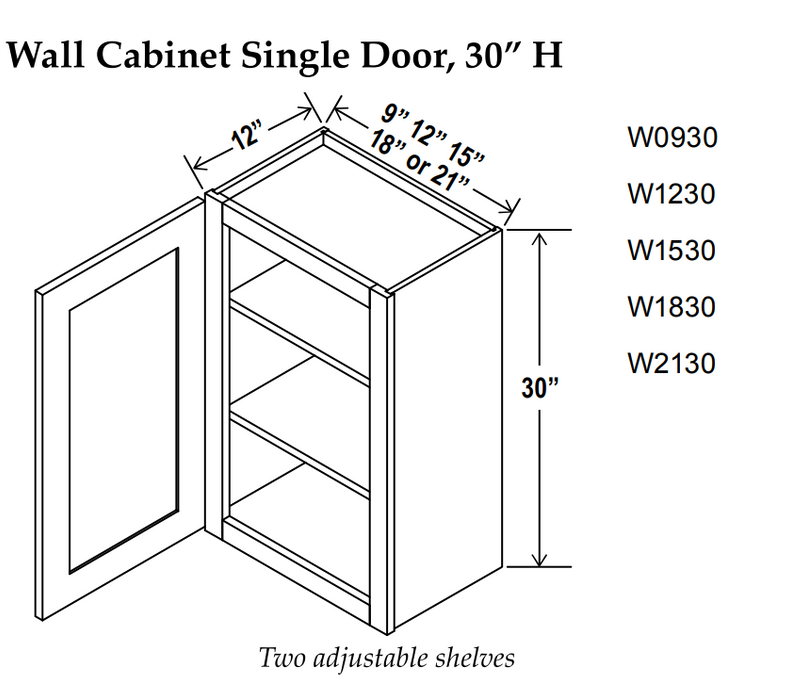 Wall Cabinet , 12" x 30" , Shaker , Wood White
