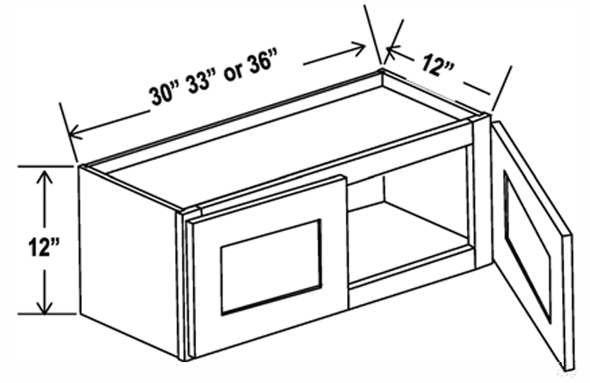 Wall Cabinet , 30" x 12" , Shaker, Wood Grey
