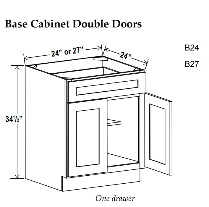 Kitchen Base , 24" , Shaker , Wood Grey