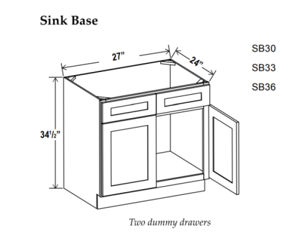 Kitchen Sink Base , 42" , Shaker , Wood Grey