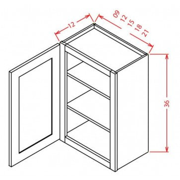 Wall Cabinet , 12" x 36" , Shaker , Wood White