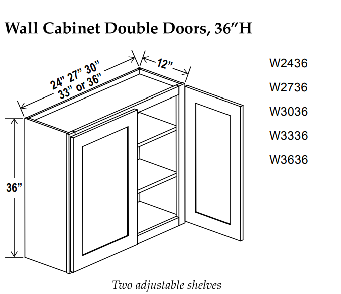 Wall Cabinet , 36" x 30" , Shaker, Wood Grey