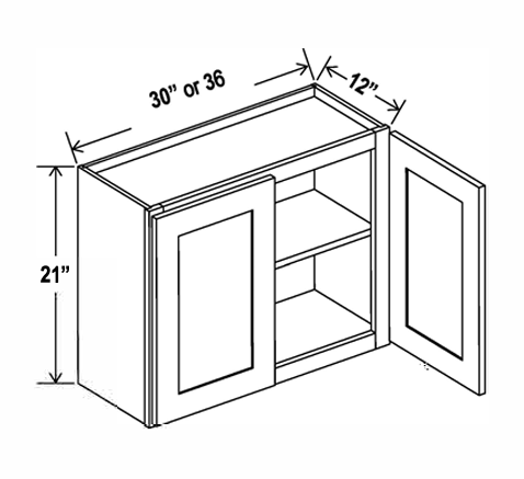 Wall Cabinet , 30" x 24" , Shaker , Wood White