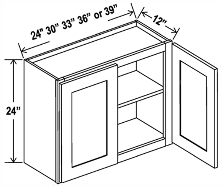 Wall Cabinet , 36" x 24"  , Shaker , Wood White