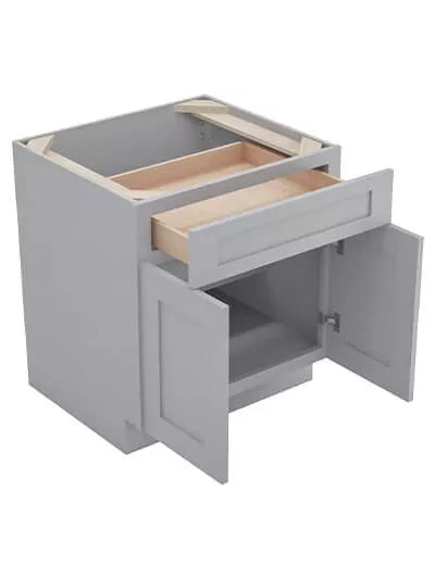 Kitchen Base , 27" , Shaker , Wood Grey
