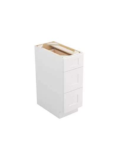 Vanity 3 Drawer Base , 12" , Shaker , PVC White