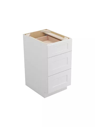 Vanity 3 Drawer Base , 18" , Shaker , PVC White
