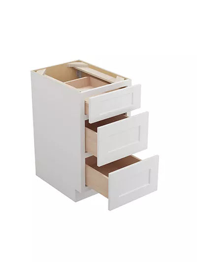 Vanity 3 Drawer Base , 18" , Shaker , PVC White