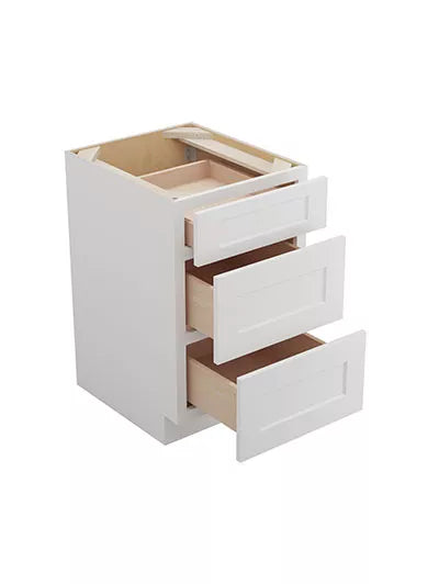 Vanity 3 Drawer Base , 21" , Shaker , Wood White