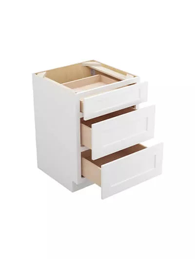 Vanity 3 Drawer Base , 24" , Shaker , Wood White