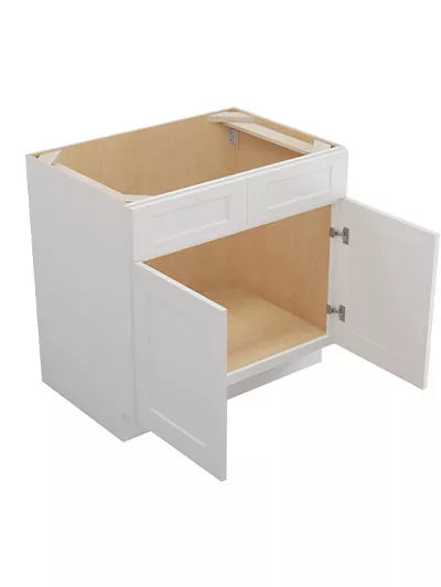 Kitchen Sink Base , 36" , Shaker , Wood White