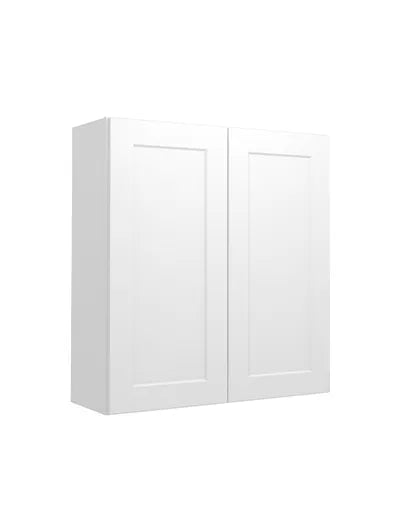 Wall Cabinet , 33" x 36" , Double Door , Shaker , Wood White