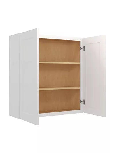 Wall Cabinet , 33" x 36" , Double Door , Shaker , Wood White