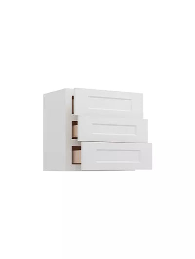 Kitchen 3 Drawer Base , 18" , Shaker , PVC White