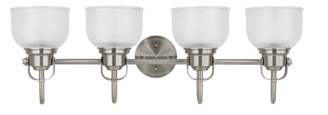 Vanity Light , 4 Light , Dome Holophane Glass , Brushed Nickel