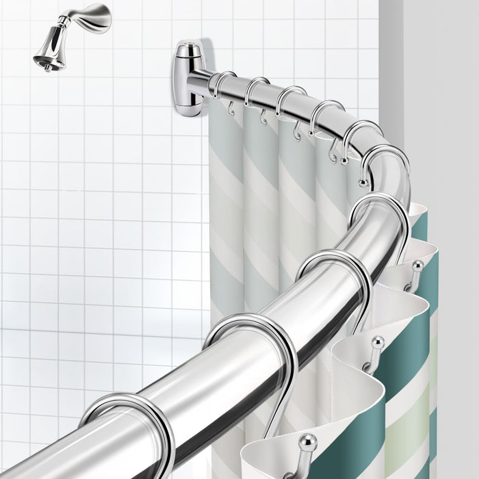 Shower Rod , 48" to 72" , Curved , Polished Chrome