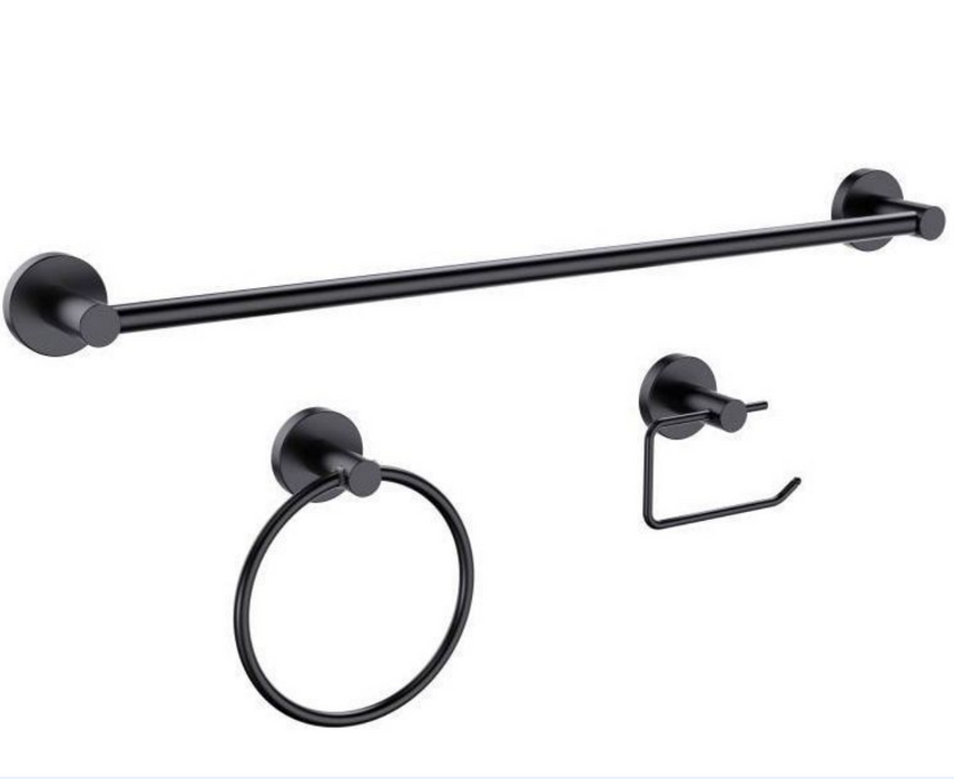 Bathroom Accessory Kit, 3 Piece , Matte Black