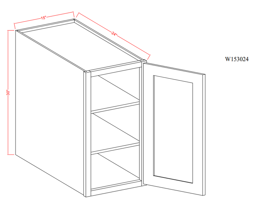 Wall Cabinet , 15" x 30" x 24" , Shaker , PVC White