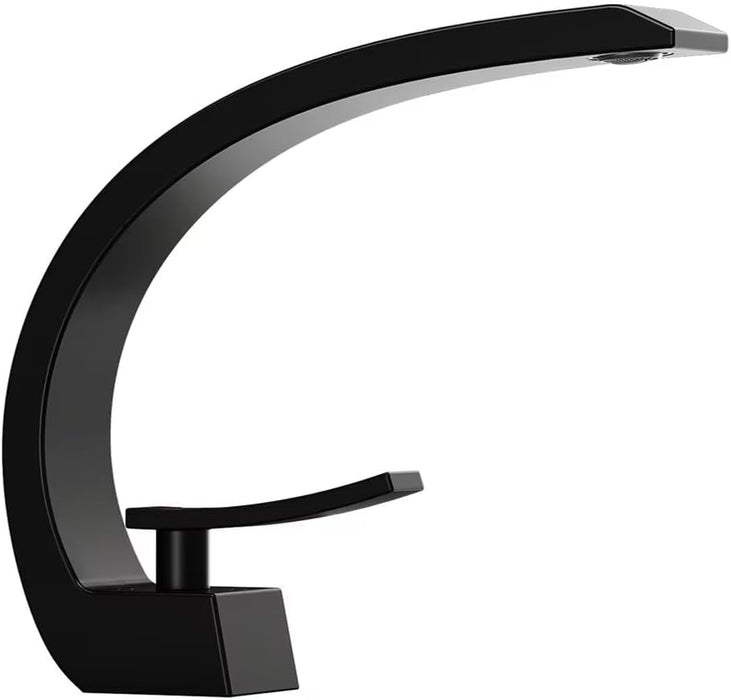 Bathroom Faucet , Single Handle , Curved , Matte Black