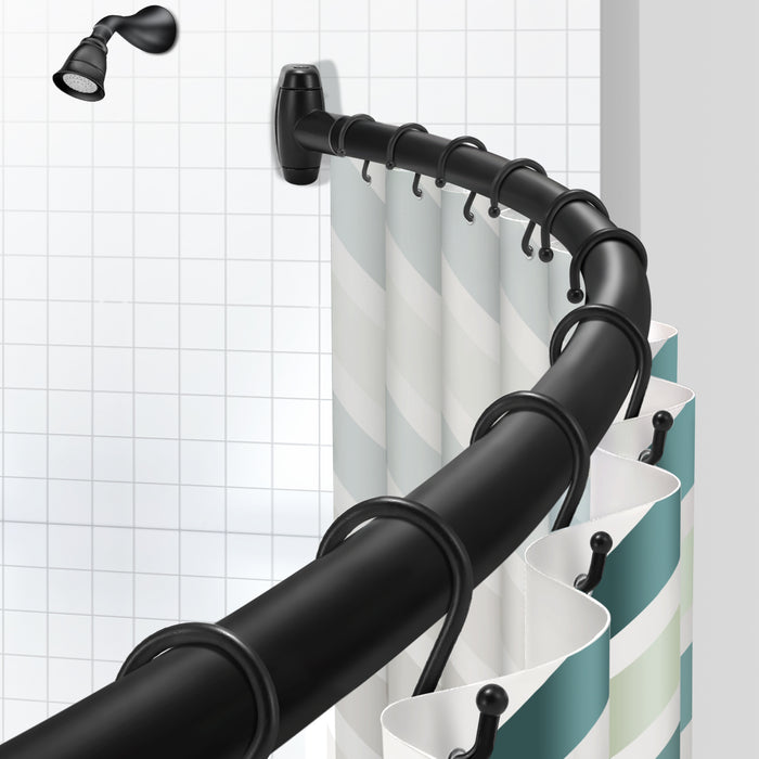 Shower Rod , 48" to 72" , Curved , Matte Black
