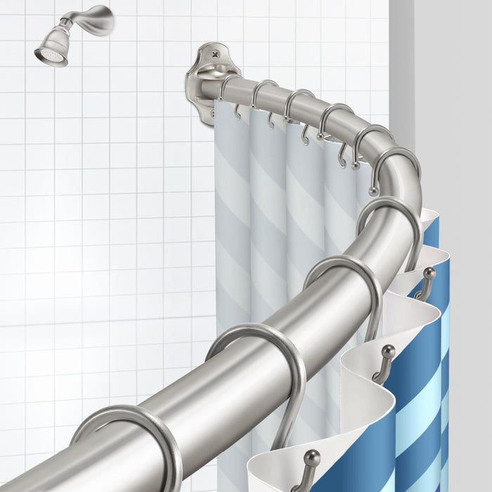 Shower Rod , 48" to 72" , Curved , Brushed Nickel