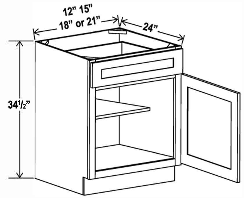 Kitchen Base , 15" , Shaker , PVC White