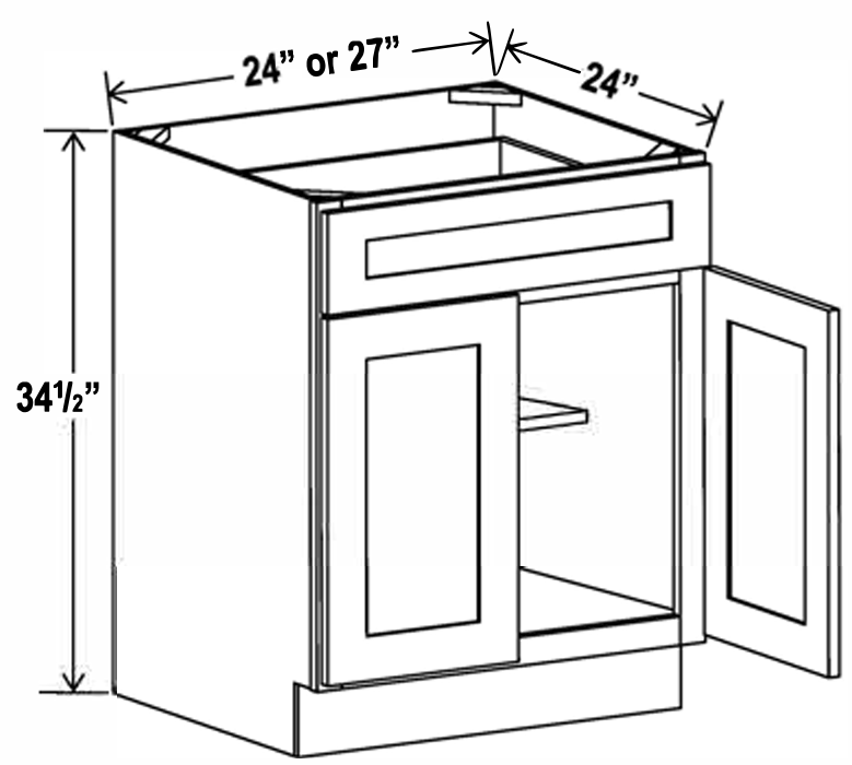 Kitchen Base , 27" , Shaker , PVC White
