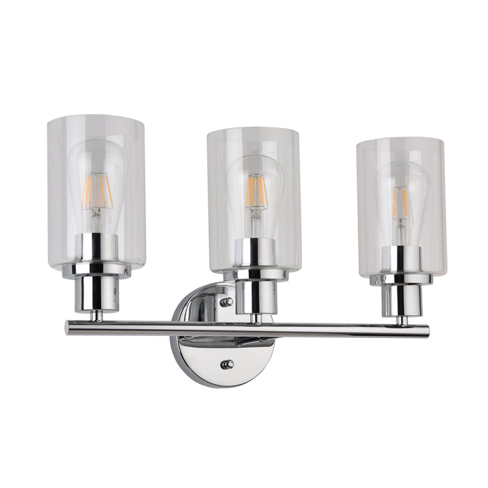 Vanity Light , 3 Light , Cylindrical Glass , Polished Chrome