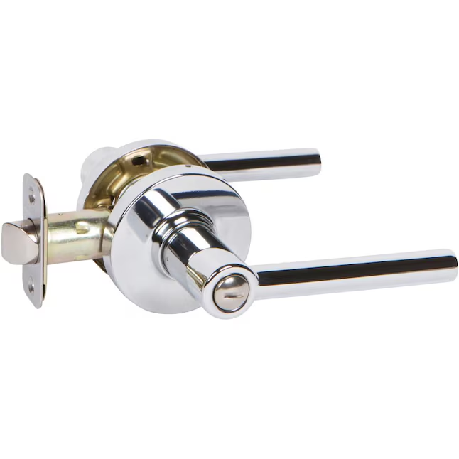 Door Lever , Straight , Privacy , Polished Chrome