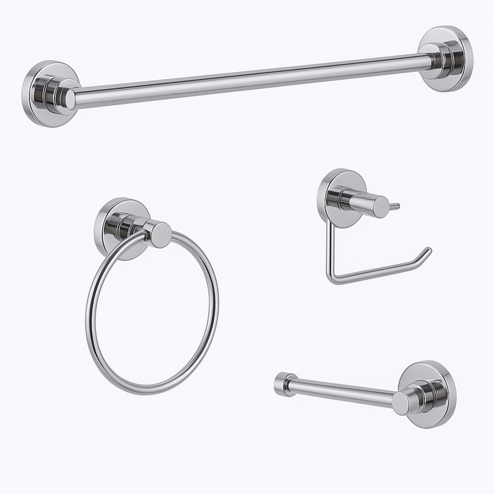 Bathroom Accessory Kit, 4 Piece , Polished Chrome