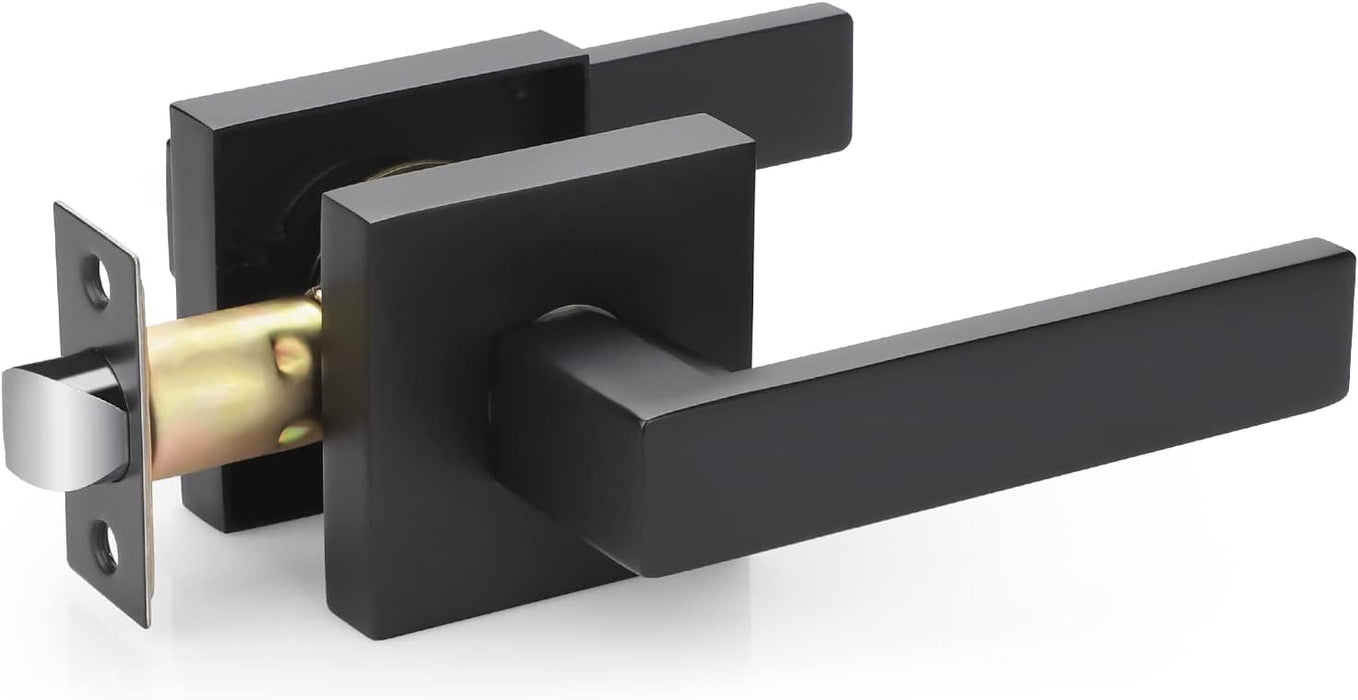 Door Lever, Square Style, Passage , Heavy Duty , Matte Black
