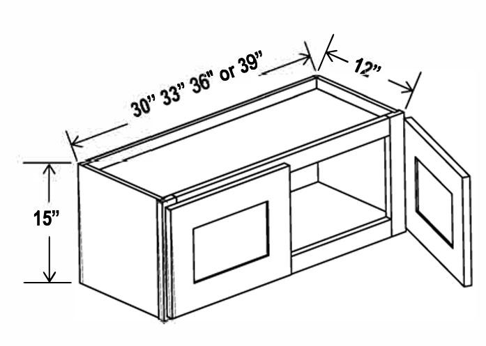 Wall Cabinet , 33" x 15" , Shaker , PVC White