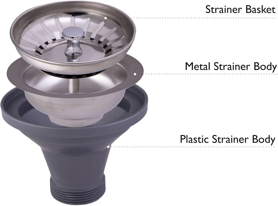 Kitchen Sink Drain , With Strainer , 4.5" , Brushed Nickel