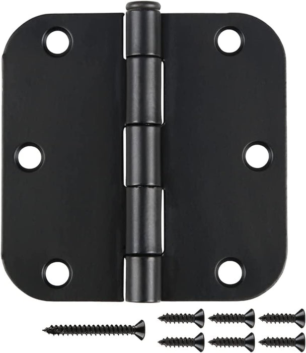 Door Hinge , 3.5" , Rounded , Matte Black , (12-Pack)