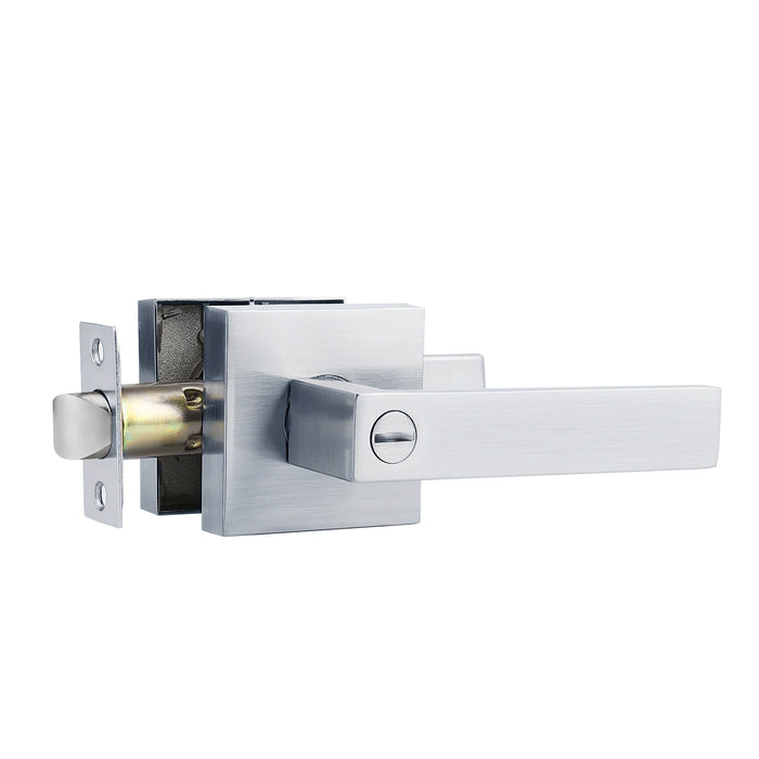 Door Lever , Square Style, Privacy , Heavy Duty , Polished Chrome