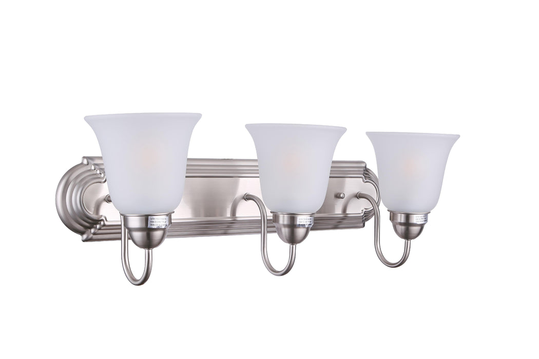 Vanity Light , 3 Light , Frosted Bell Glass Shade , Brushed Nickel