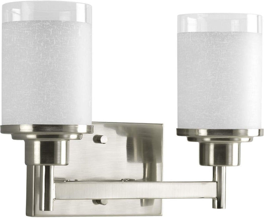 Vanity Light , 2 Light, Cylindrical Frosted Glass, Brushed Nickel