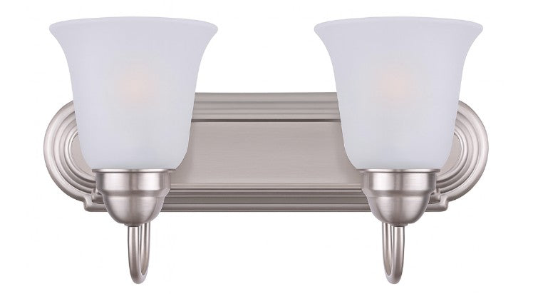 Vanity Light , 2 Light , Frosted Bell Glass Shade , Brushed Nickel