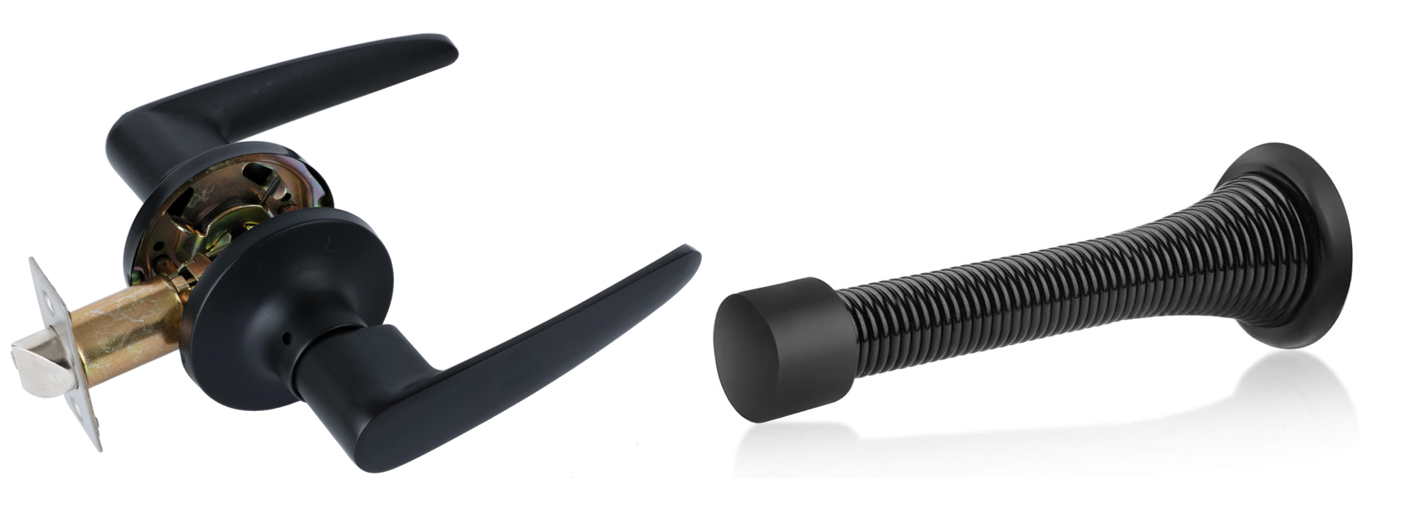 Door Lever , Circle Style , Passage , w/Door Stop , Matte Black