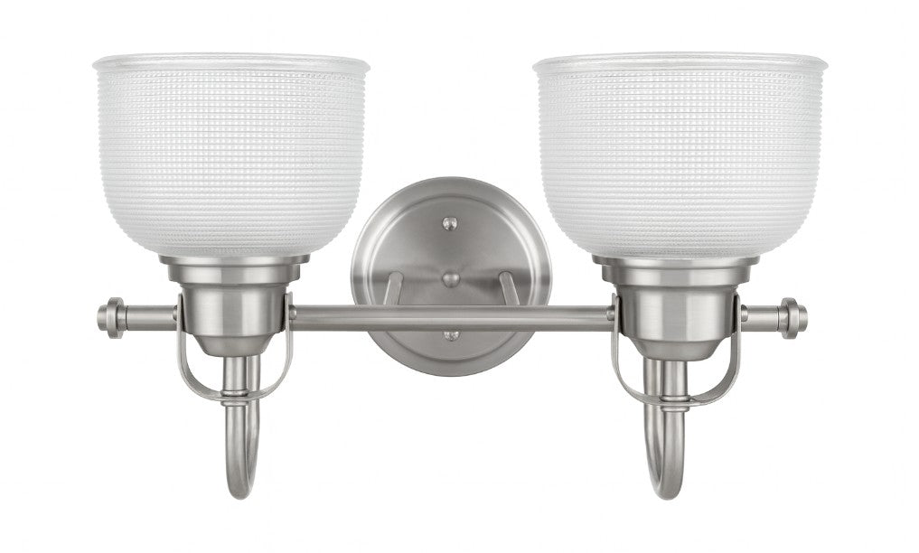 Vanity Light , 2 Light , Dome Holophane Glass , Brushed Nickel