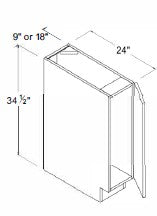 Kitchen Base , 09" , Shaker , Wood Grey