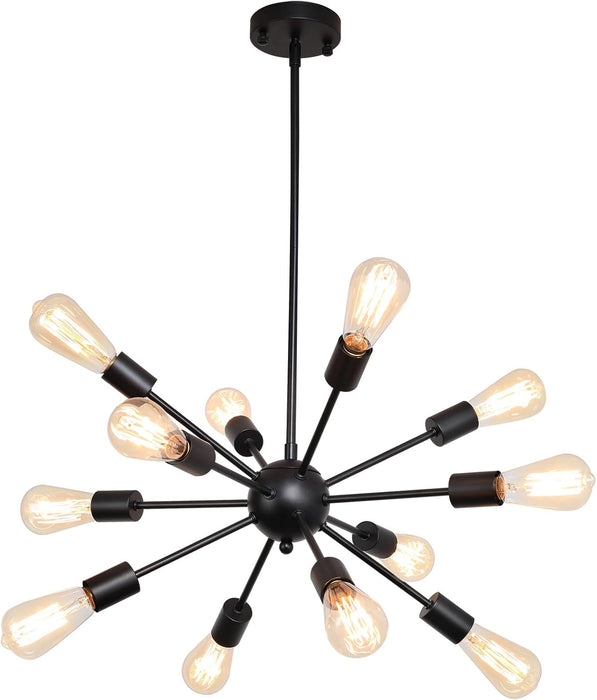 Chandelier , 12 Light , Matte Black
