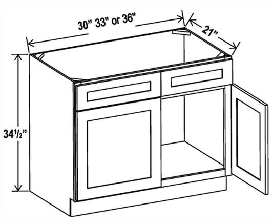 Vanity Sink Base , 30" , Shaker , PVC White