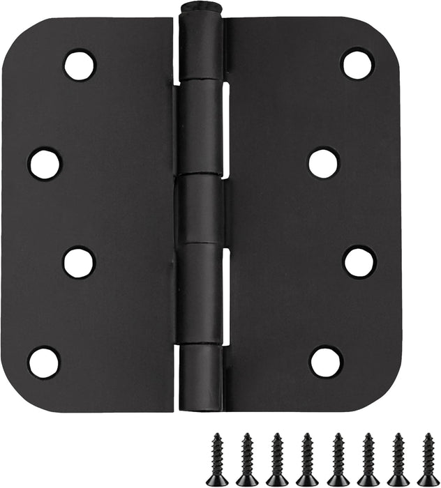 Door Hinge , 4''x 4'' Rounded , 5/8" Radius , Exterior , Matte Black , (6-PACK)