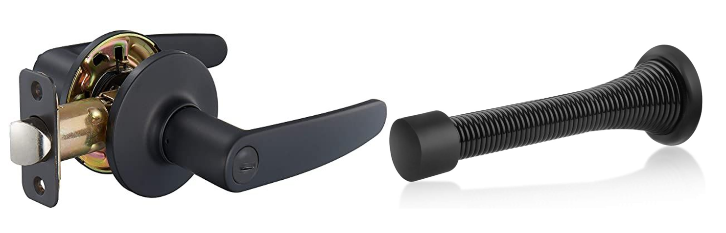 Door Lever , Circle Style , Privacy , w/Door Stop , Matte Black