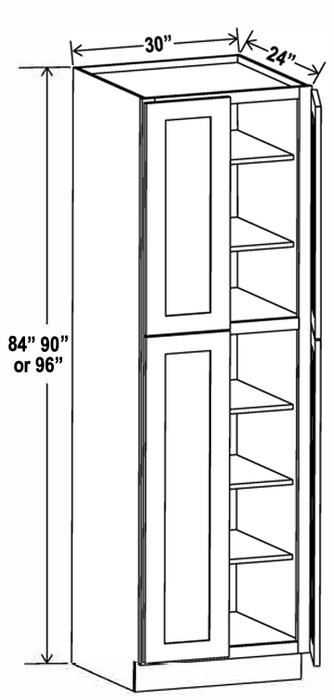 Face Frame , 30" x 84" , Shaker , PVC White