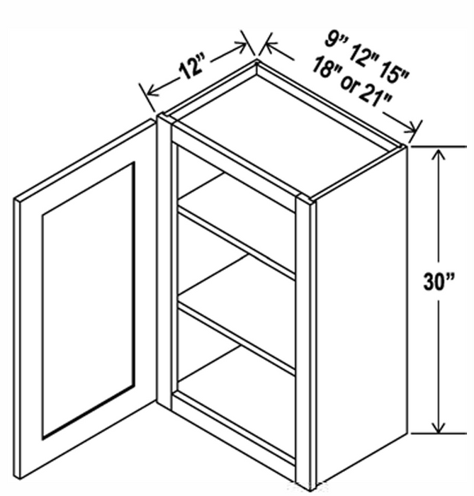 Wall Cabinet , 15" x 30" , Shaker , PVC White