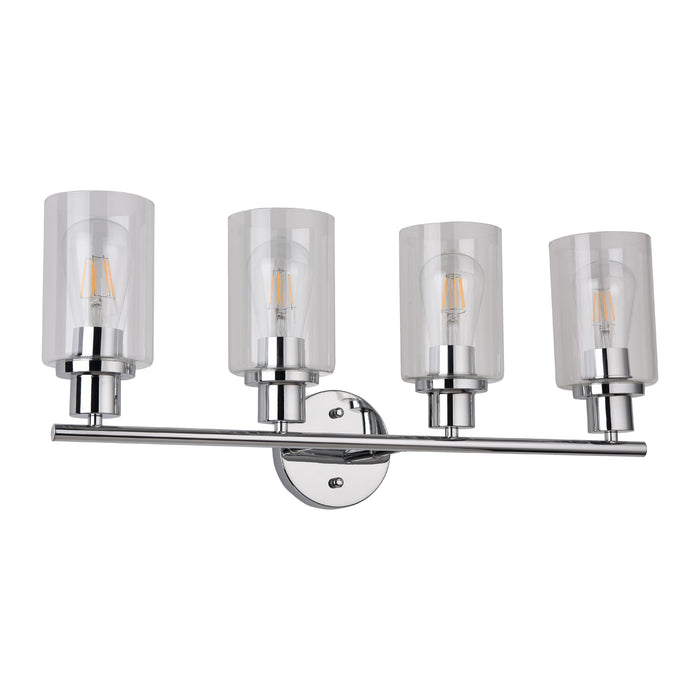 Vanity Light , 4 Light , Cylindrical Glass , Polished Chrome